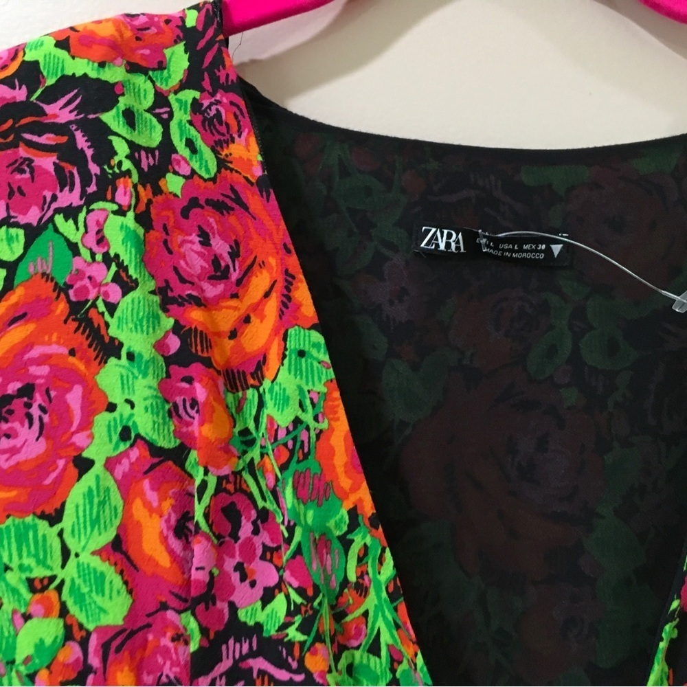 ZARA BLOGGER FAVE FLORAL MINI DRESS L - Picture 6 of 6